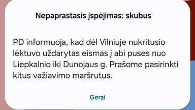 Dėl lėktuvo avarijos dalyje Vilniaus – eismo ribojimai