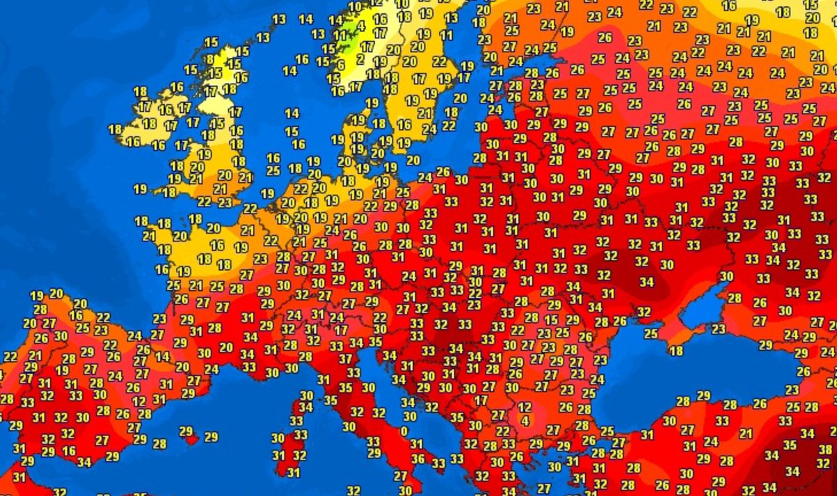 Karščiai Europoje 2024 rugpjūčio 30 dieną