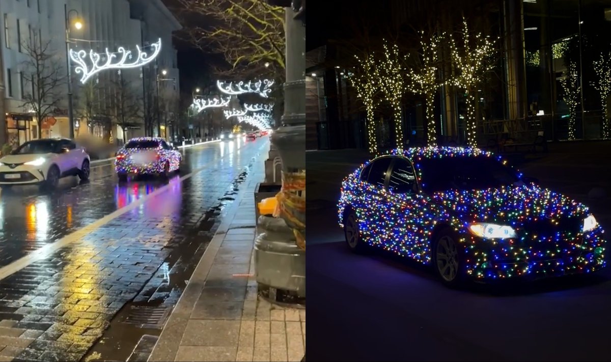 Lemputėmis puoštas BMW.