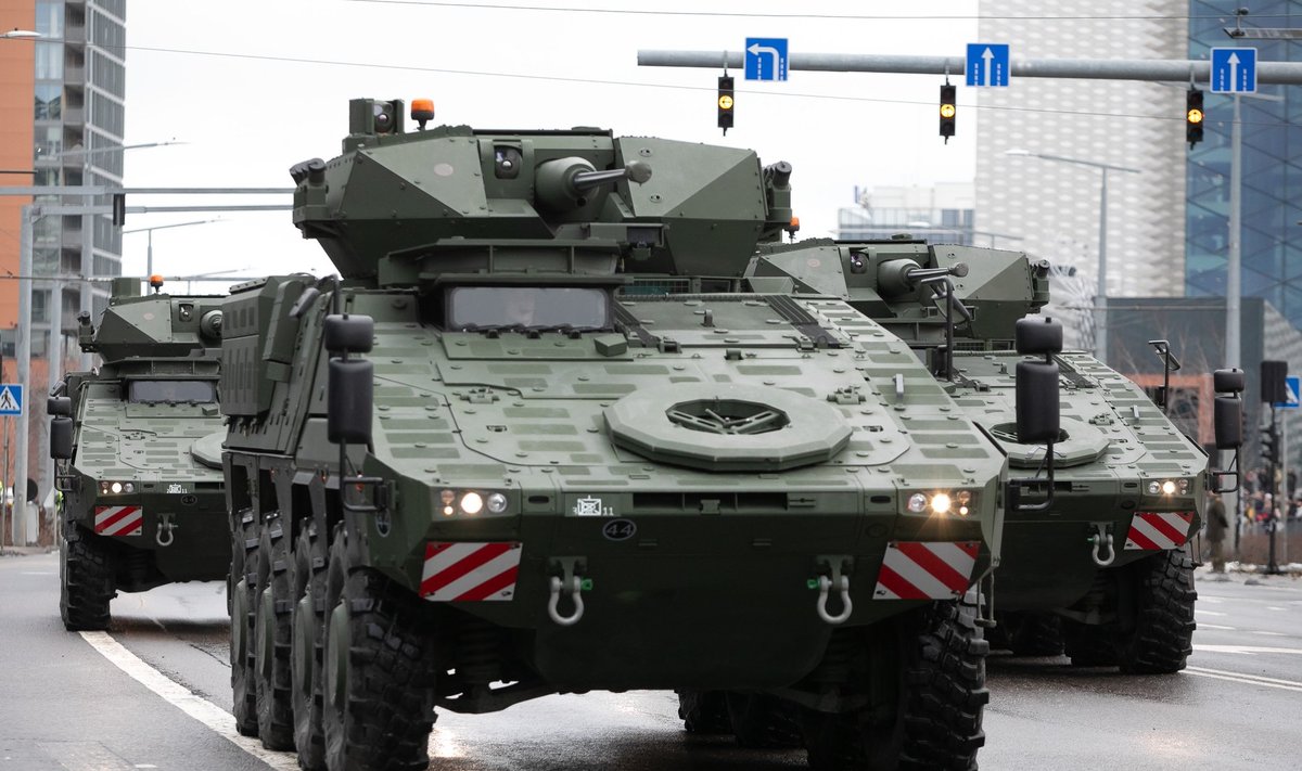 Infantry fighting vehicles Boxer (Vilkas) at a parade in Vilnius