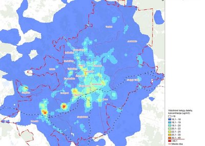 Vidutinė metinė kietųjų dalelių koncentracija 2012 m.