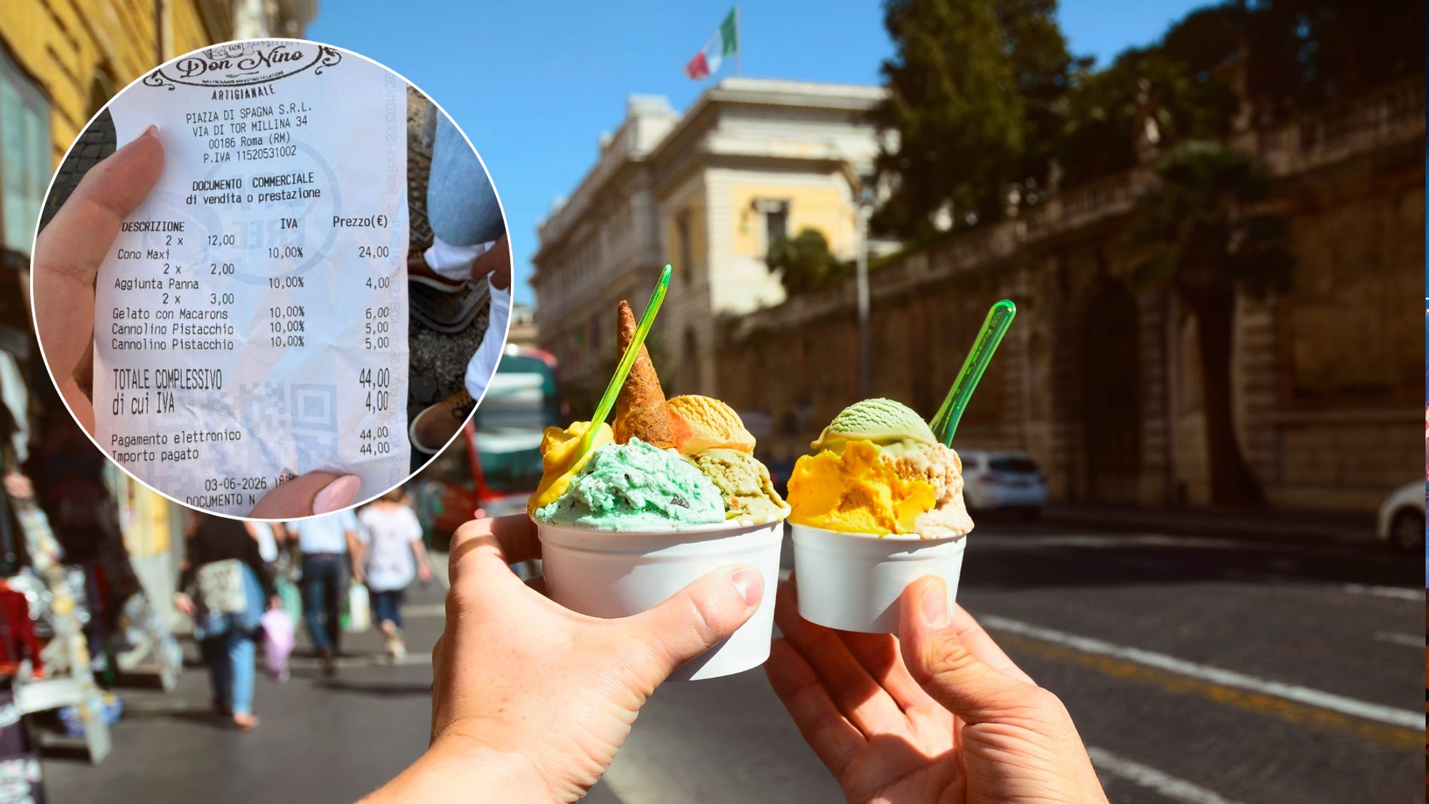 Tourist shocked by 44 euro ice cream bill in Rome
