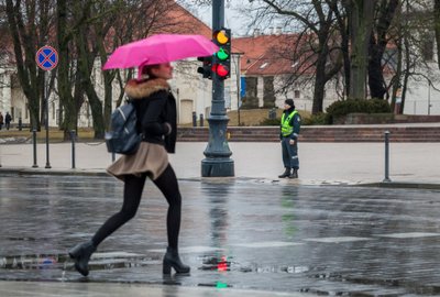 Independence day traffic lights in Vilnius