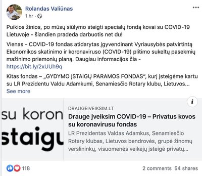 Rolandas Valiūnas ir Prezidentas Valdas Adamkus įsteigė fondą.