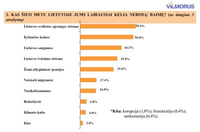 „Vilmorus“ apklausa apie labiausiai baimę keliančius aspektus.