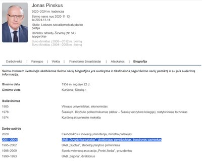 Jono Pinskaus biografija