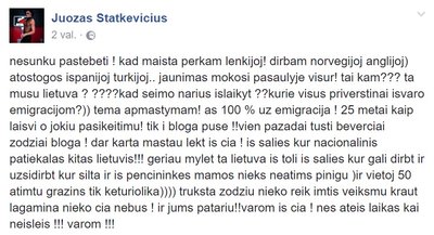 Juozo Statkevičiaus nuomonė