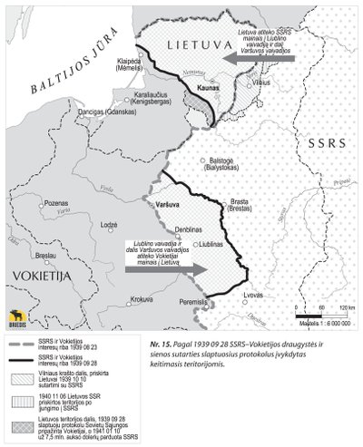 Pagal 1939 09 28 SSRS-Vokietijos draugystės ir sienos sutarties slaptuosius protokolus įvykdytas keitimasis teritorijomis