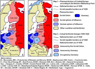 SSRS ir Vokietijos įtakos sferos pagal Molotovo-Ribbentropo paktą. econlog.econlib.org nuotr.