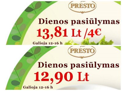 "Presto" dienos pietūs