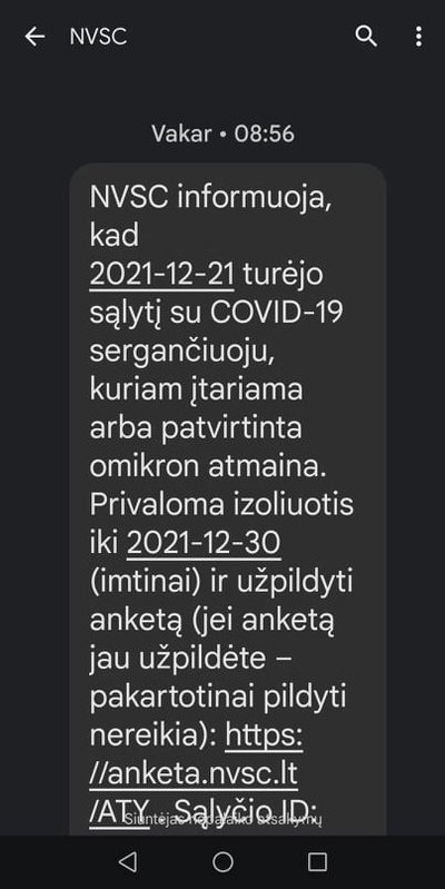 NVSC žinutė