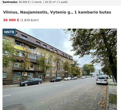 Buto Naujamiestyje skelbimas