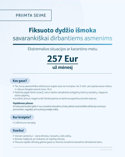 Informacija apie išmokas savarankiškai dirbantiems