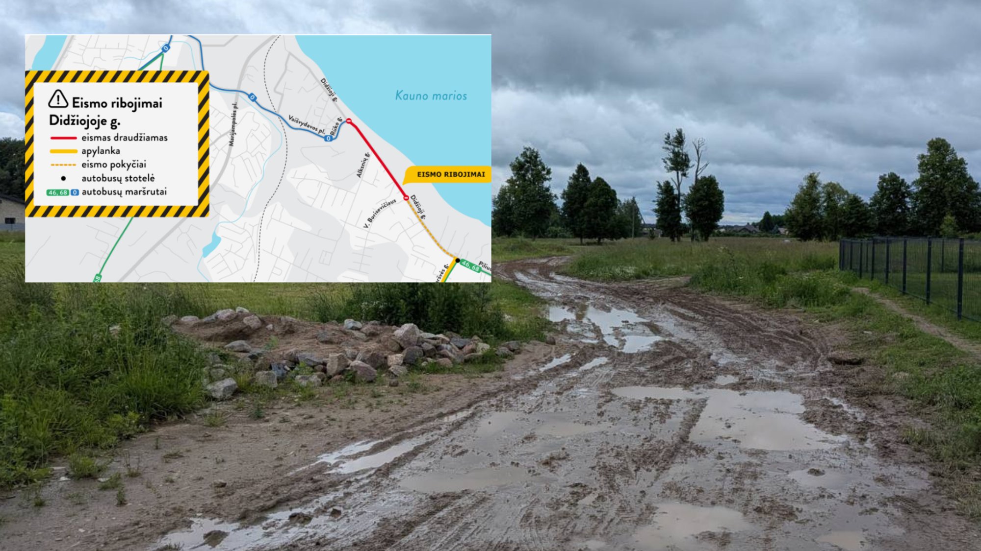 Street repair traps Kaunas residents: they can only leave homes through fields