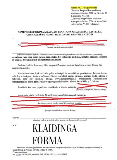 Klaidinga nesutikimo forma