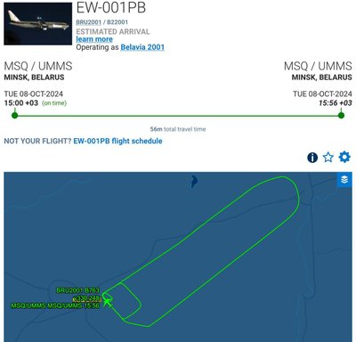 Lėktuvas valandą laiko suko techninio skrydžio ratus Minsko nacionalinio oro uosto apylinkėse