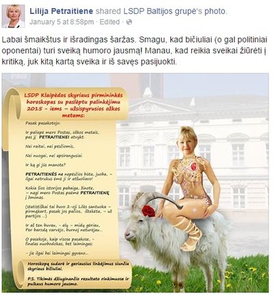 Socdemų humoras: saviškę išrengė nuogai ir pasodino ant ožio