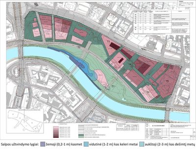 9 pav. Teritorijos šalia Neries upės, Geležinio Vilko gatvės, Konstitucijos prospekto ir Kalvarijų gatvės detaliojo plano koncepcija (užliejama salpa pažymėta mano – A.Ž.)