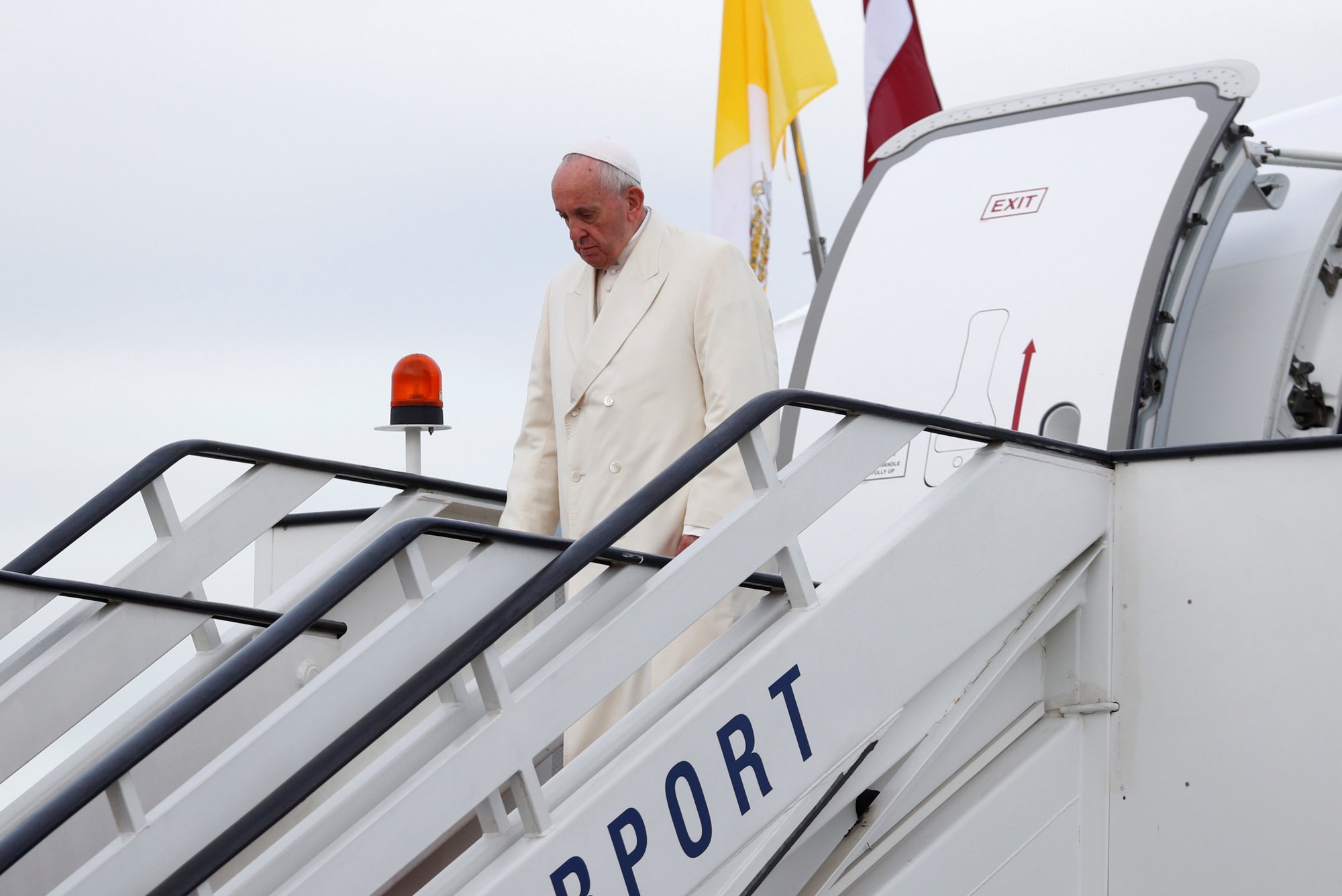 Pope Francis arrives in Latvia