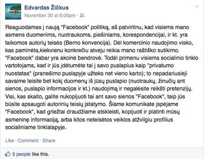 Žinutė socialiniame tinkle