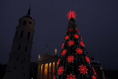 Vilnius, 2010 m. gruodžio 22 d. (ELTA). Kalėdų eglė sostinės Katedros aikštėje. Gedimino Savickio (ELTA) nuotr.