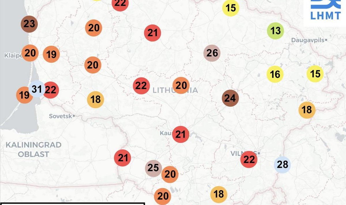 Tokie užfiksuoti maksimalūs vėjo gūsiai Lietuvoje. 