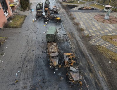 Sunaikinta Rusijos karinė technika Borodiankoje