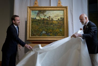 Vincento Van Gogho paveikslas "Saulėlydis prie Monmažur"