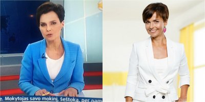 Kairėje - Audrė Kudabienė žinių laidos metu, dešinėje - Audrė anksčiau