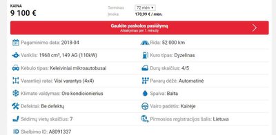 Policijai priklausęs "Volkswagen Transporter" parduodamas internete