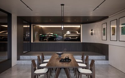 Privatūs namai Japonijoje su Aston Martin automobilių galerija