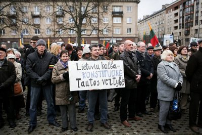 Mitingas prieš LLRA reikalavimus dėl pavardžių, vietovardžių, kalbos egzamino