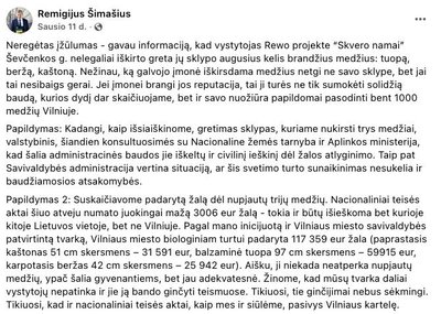 R. Šimašiaus įrašas Feisbuke