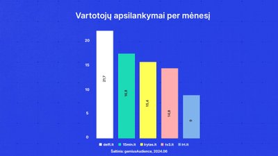 Vartotojų apsilankymai per mėnesį