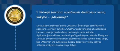 „QUDAL“ medalis prekybos tinklui „Maxima“