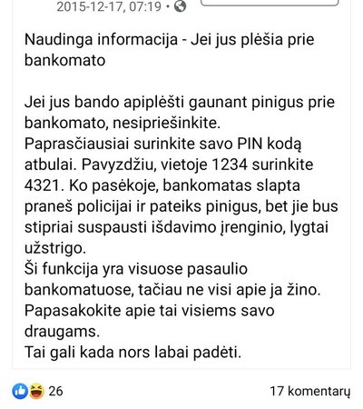 Socialiniame tinkle plintantis melagingas įrašas