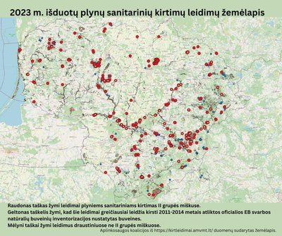 Plynų sanitarinių kirtimų žemėlapis