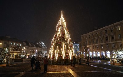 Vilnius, 2019 m. gruodžio 3 d. (ELTA).Kalėdų eglė sostinės Rotušės aikštėje. Dainiaus Labučio (ELTA) nuotr.