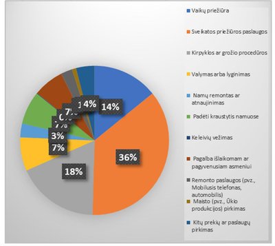 Prekių/paslaugų sritys, kuriose dažniausiai yra nedeklaruojamos pajamas