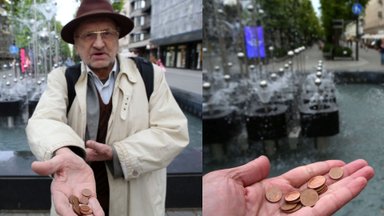 Kauniečiai iš apyvartos išimtais smulkiais centais atsikrato juos išmesdami į Laisvės alėjos fontaną