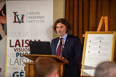 Lietuvos krikščionių darbuotojų profesinės sąjungos ir Laisvos visuomenės instituto valdybos pirmininkas Audrius Globys / nuotr. aut. Juozas Kamenskas